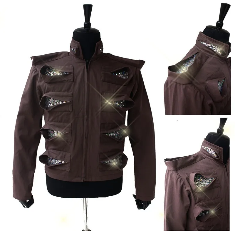 MJ Michael Jackson Rare NEW This Is It  Men in the mirror Crystal Punk Jacket For Party Performance Collection