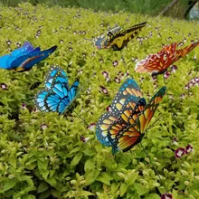 25 шт. 22 см красочные 3D двойное с бабочкой на палочках домашний Двор Газон цветочный горшок декоративные растения садовый орнамент DIY газон ремесло