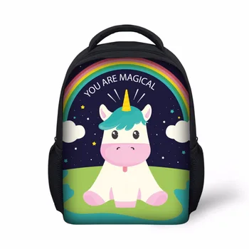 

HUE MASTER Children Small Backpack 12 Inch Kindergarten Kids bag Comfortable SchoolBag cute unicorn prints bag cheap school bag