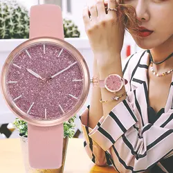 Reloj Mujer Новый известный бренд Для женщин часы Мода Романтический Звездное небо кварцевые часы дамы Повседневное кожа наручные часы для