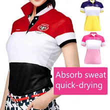 PGM летняя одежда для гольфа Женская в Корейском стиле Лоскутная футболка для гольфа с коротким рукавом дышащая эластичность быстросохнущая спортивная одежда топы