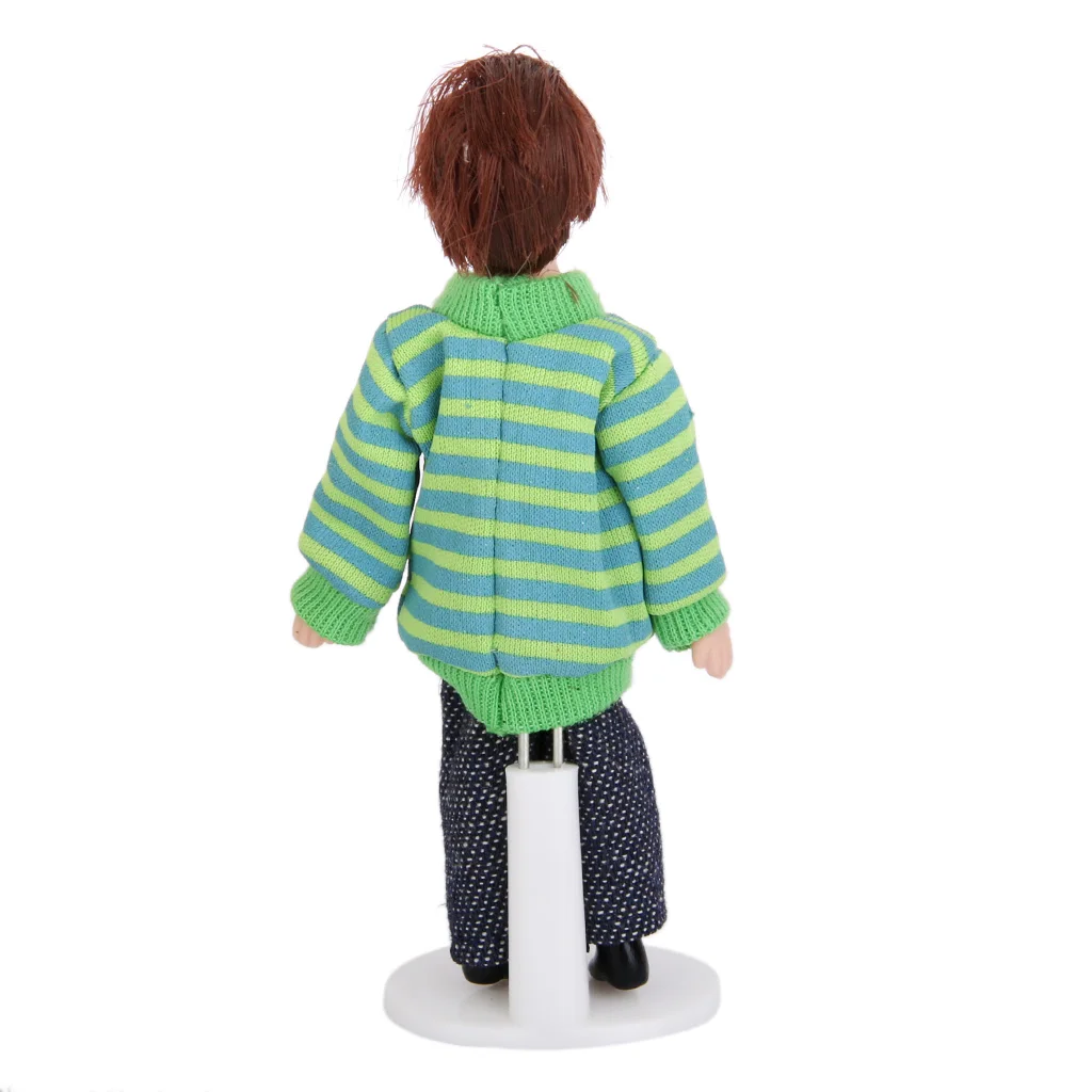 1/12 Scale DollHouse Miniature Figures Porcelain Dolls Brown Hair Little Boy