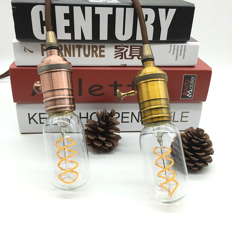 Flexível do Diodo Emissor de Luz Macio do Diodo Lâmpada de Filamento Pode Ser Escurecido Lâmpada T45 Edison Estilo Macio 4 w Espiral Retro Edison