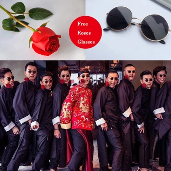 

Free shipping 4pcs lot Chinese groomsman cross-talk jacke wedding Gown robes party props favor gift for groomsman bridesmaid