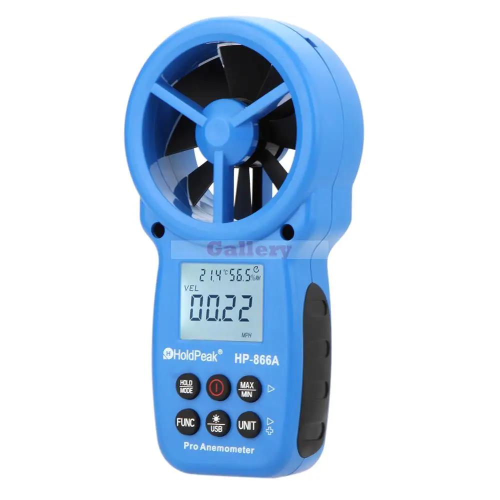 

Hp-866a Lcd Digital Anemometer Air Volume Wind Speed Area Temperature Humidity Meter Tester Measurement with Usb