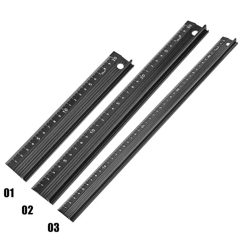  Multi-functional Aluminum Alloy Protective Woodworking Ruler Non-slip Wood Cutting Straight Ruler W