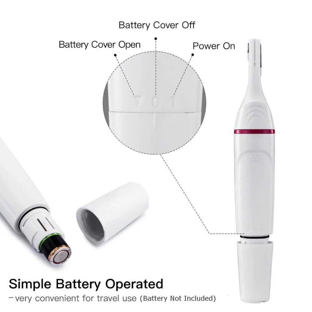 Elecool, 1 шт., белый, красный цвет, 5 в 1, женский эпилятор, бикини, триммер для бровей, носа, простое удаление волос на лице, бритва, триммер для волос