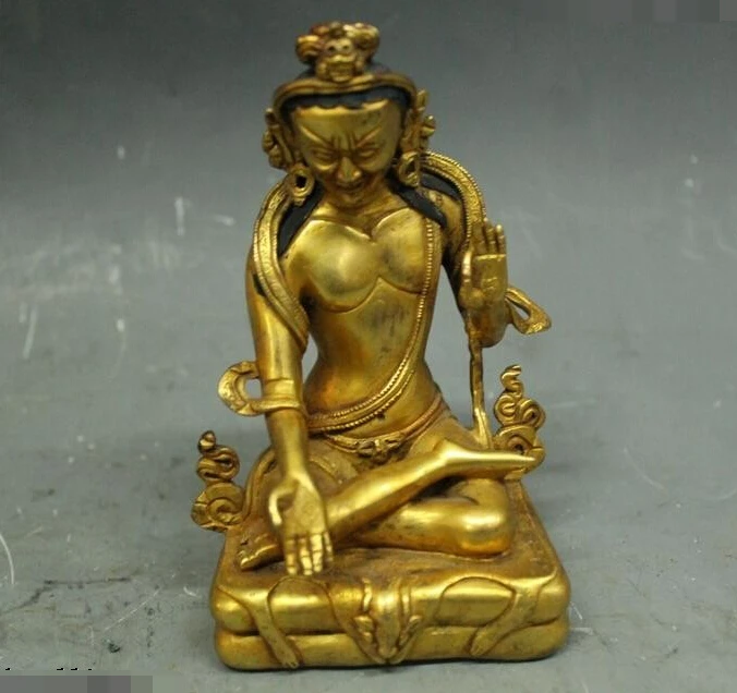 

R0720 Details about 5"Tibet Buddhism Temple Folk Purple Bronze 24K Gold Milarepa Buddha Statue