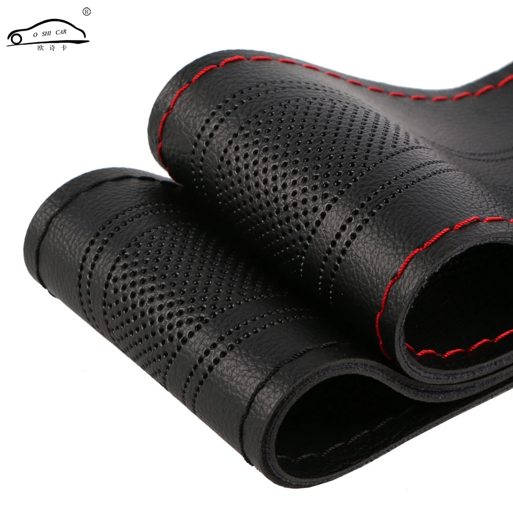 15 inch/38 cm PU Leather Car Steering Wheel Cover Anti-slip O SHI CAR Steering-Wheel Braid Stitch On Wrap With Needle Thread 15 inch/38 cm PU Leather Car Steering Wheel Cover Anti-slip O SHI CAR Steering-Wheel Braid Stitch On Wrap With Needle Thread