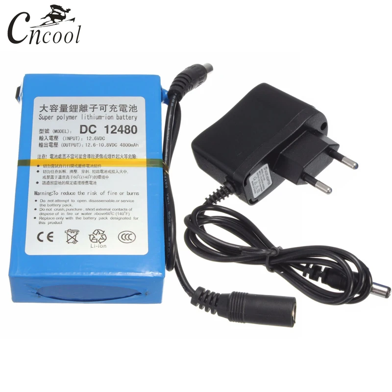 

Cncool DC 12V 4800mAh Lithium Battery Rechargeable Battery Rechargeable Li-Ion Batteria Cell 12480 Power Charger EU/US Plug