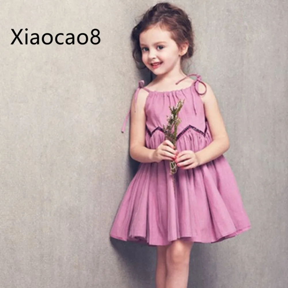 

4-13Years Girls Cute Chiffon Sling Dress Kids Purple Princess Dresses for Girls High Quality Summer Clothes Children Party Dress