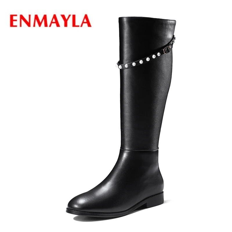 

ENMAYLA Knee-High Genuine Leather Botas Mujer Shoes Woman Round Toe Winter Boots for Girls ZYL1391