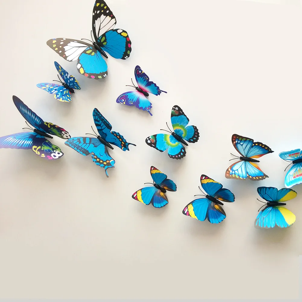 12 шт./компл. 3D ПВХ стены S тикеры бабочки-магниты DIY 3D настенные палочки er домашний декор плакат дети гостиной настенный Декор комплект