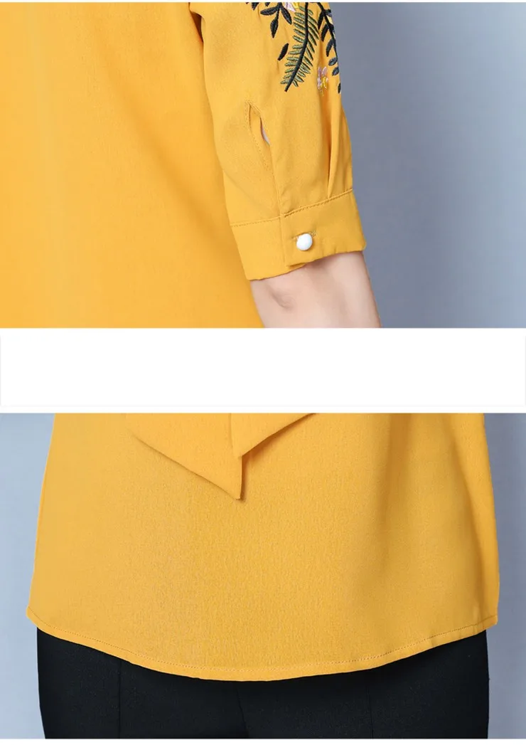 2018 New Arrival Lady Blouse Summer Fashion Shirts Floral Embroidered Tops Plus Size Short Sleeve Office Chiffon Blusas Feminina (18)