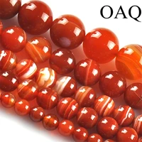 Оптовая продажа 6/8/10/12 мм 15 ''натуральный красный полосатый сердолик камень оникс круглый шар свободные шарики способа изготовления ювелирных изделий - изображение
