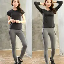 Горячие Йога комплект Для женщин спортивные юбка Брюки для девочек Центр дышащий Фитнес одежда тренировки спортивные костюмы Капри