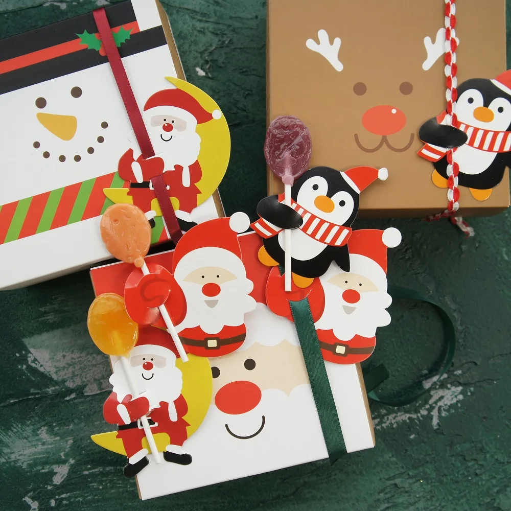 

new 25pcs lollipop cover Christmas Santa penguin design candy decorate holiday Christmas gift candy packaging