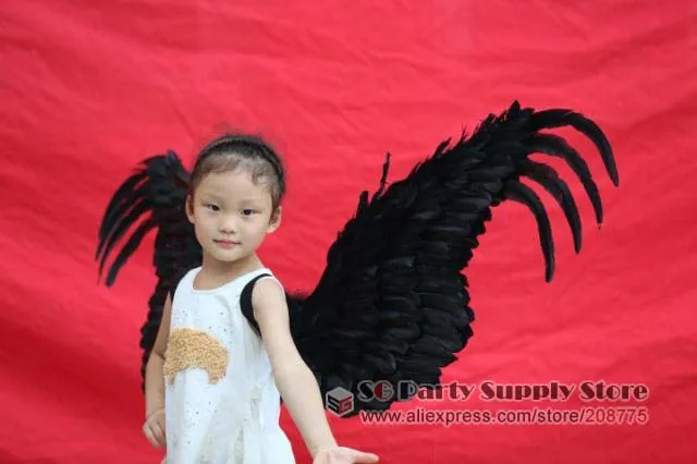 Костюм детский подарок, черные крылья Ангела из перьев для детей, реквизит для выступлений, 120*55 см,, EMS