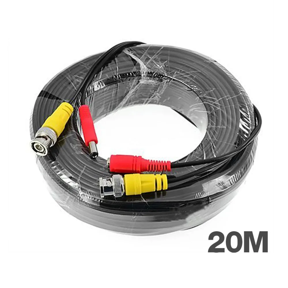 Tmezon BNC Video Power Coaxial Cable 20m 60FT Work for Analog AHD TVI