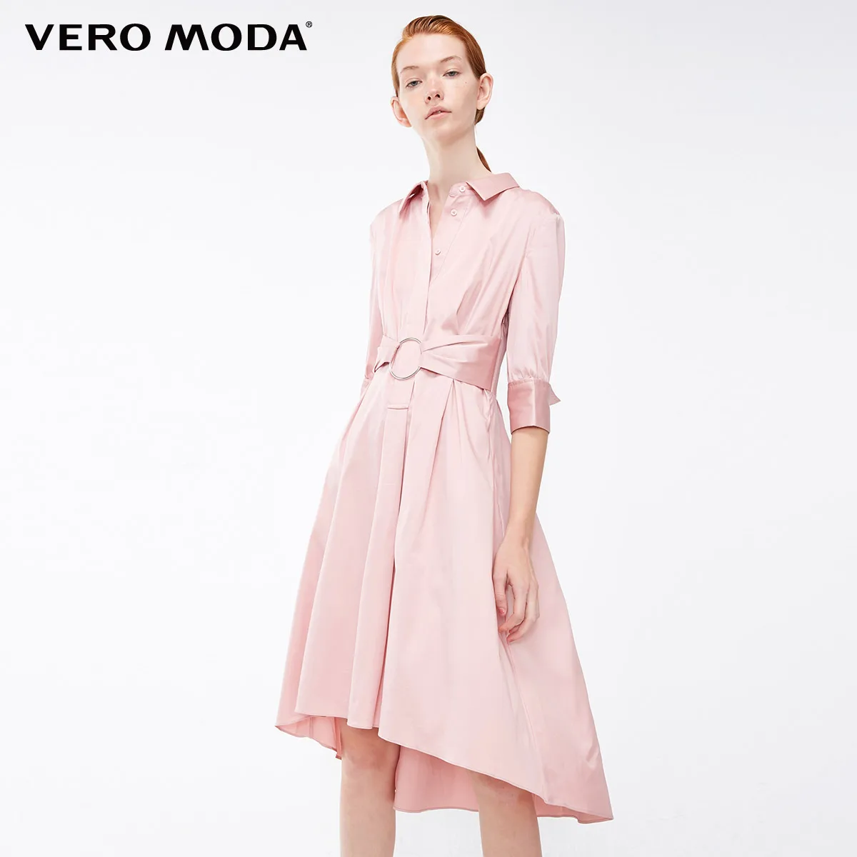 Vero Moda платье женское платье-рубашка с отложным воротником и металлическими кольцами | 31836Z512 - Цвет: Pale mauve