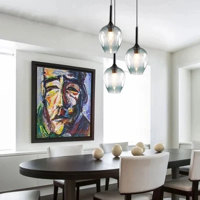 

Postmodern glass pendant lights for Studio Luminaire Novelty glass cover stair lighting shopping Mall Black gold Suspension Lamp