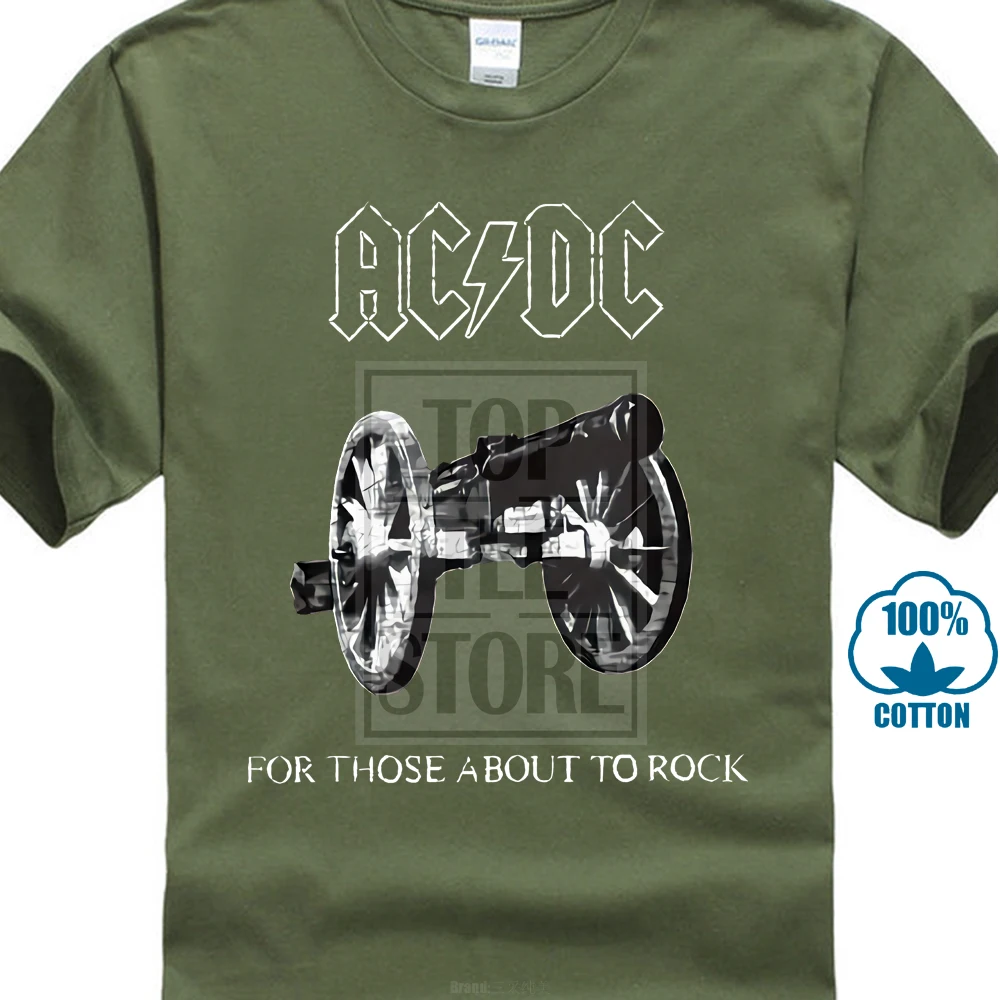 Группа acdc для тех о рок футболка для мужчин S - Цвет: Армейский зеленый