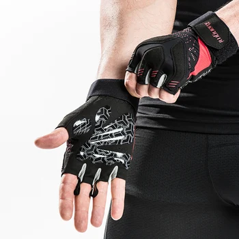 

Kuangmi Gel Pads Gym Gloves Men Women Body Building Gloves Half Finger Anti-slip Anti-shock Weightlifting Gloves Gym Training