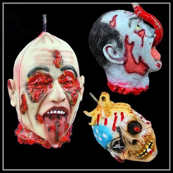 

Top Grade Halloween Party Cosplay Halloween Decorations And Props Rubber Horror Scary Human head zombie skull Head Ghost Head