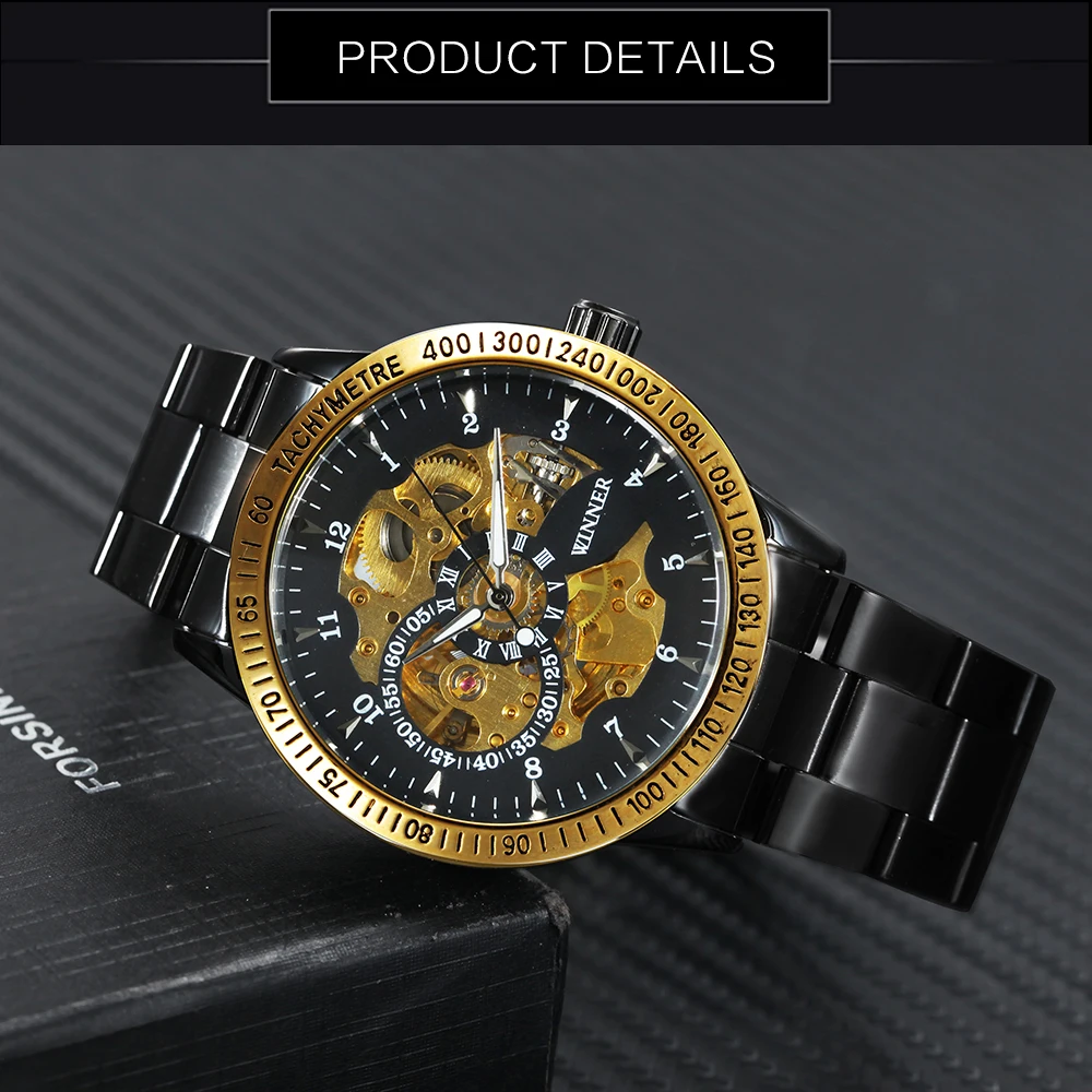 Cena 2019 nowy zwycięzca luksusowy zegarek sportowy mężczyźni automatyczny zegarek skeleton wojskowy mechaniczny zegarek Relogio Montre marka mężczyzna zegarek