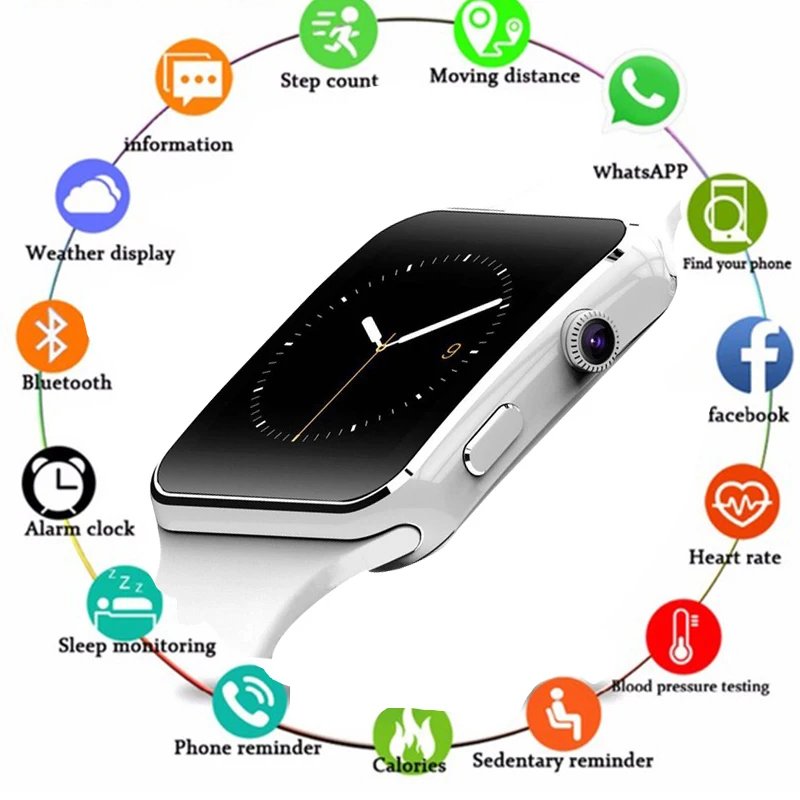 

New Arrival X6 Smart Watch with Camera Touch Screen Support SIM TF Card Bluetooth Smartwatch Reloj Hombre 2019 Droopshipping