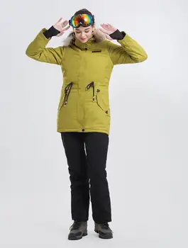 

2019 Women Ski Suit Snowboard Jacket Pant Windproof Waterproof Outdoor Sport Wear Skiing Clothing Trouser Winter Fur Hooded Suit