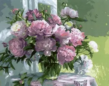 

spring bouquet at the window paint by numbers diy canvas wall decor hand painted picture printed drawing coloring by number