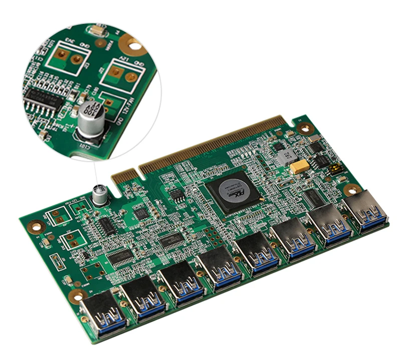 4 Ports PCIe Riser Adapter Board PCI-E X1 to 4 USB 3.0 Riser Card Extender Board