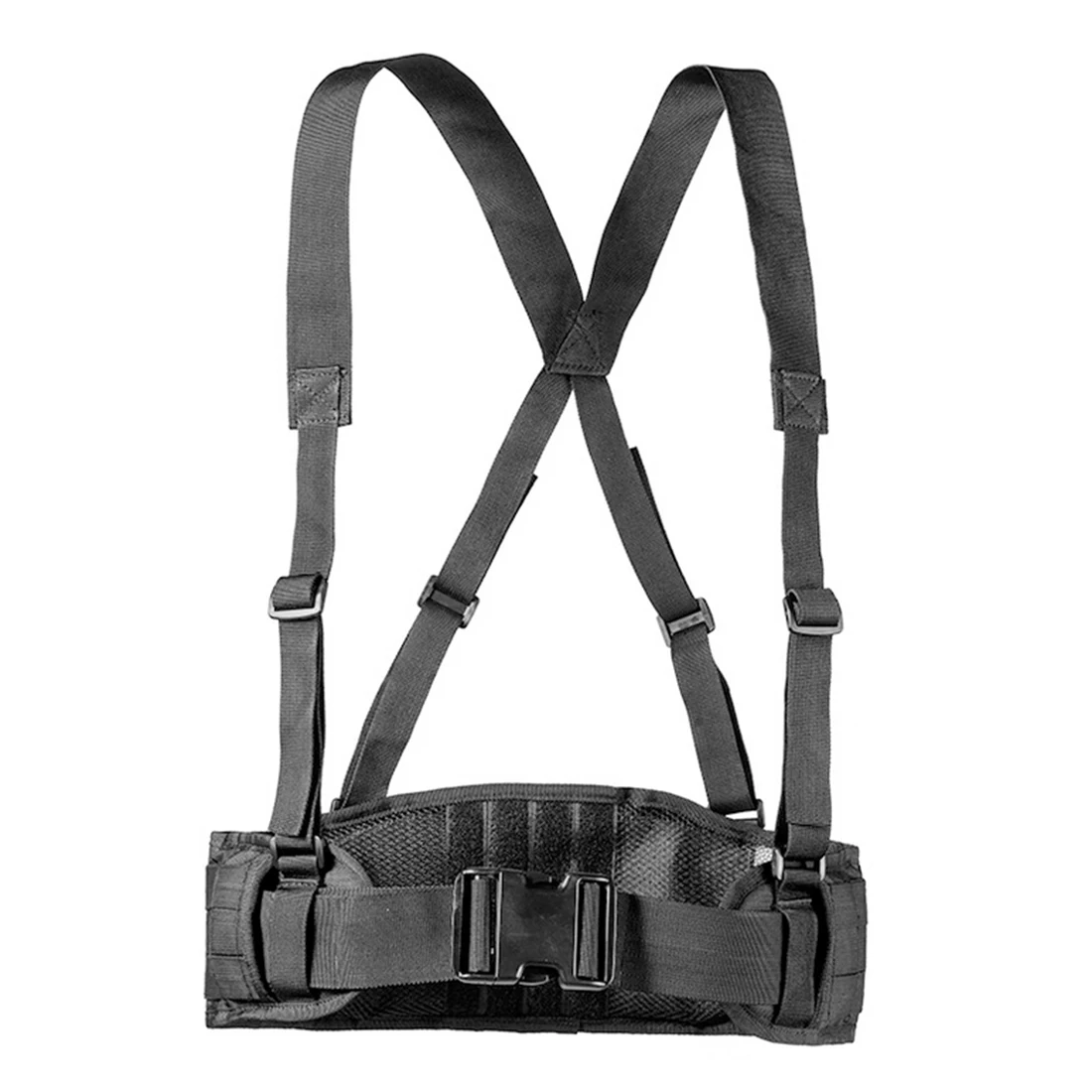 

Surwish Tactical Belt Molle Outdoor Multi-function Adjustable Suspender Type Belt Nylon Belt for Nerf/for CS Battle Game - Black
