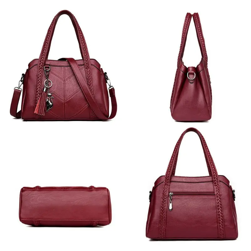 

THINKTHENDO Women Handbag Shoulder Bags Fashion Cat Pendant Tote Purse PU Leather Top Handle Bags Messenger Hobo Bags for Lady