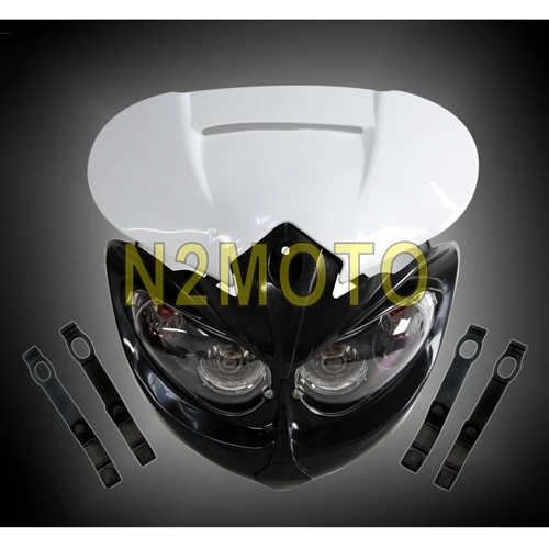 Настраиваемая фара переднего света для мотоциклов черная фара Dirt Bike Dual Sport Streetfighter Head Light XR DRZ DR400 650 450 Z Enduro - Цвет: Белый