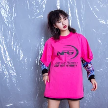 Жасмин Лето дизайн BF креативные буквы сшивание поддельные две футболки с длинными рукавами с обеих сторон свободные