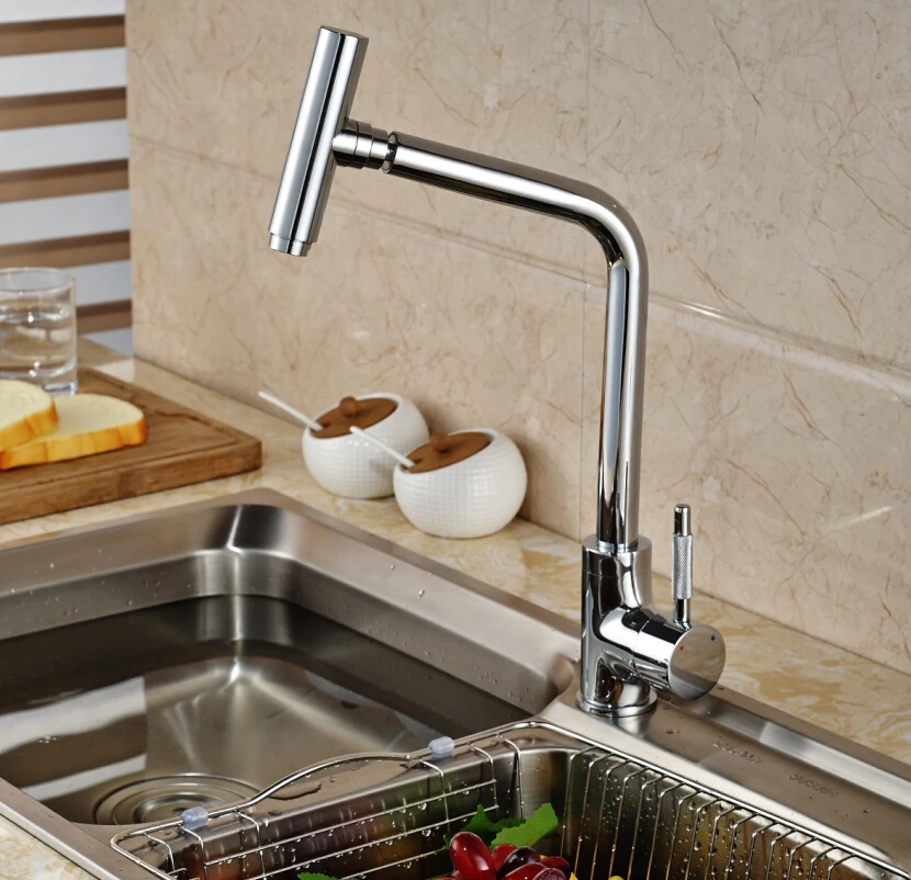 

Brief Chrome Finished Pull-out kitchen faucet Deck Mounted Mixer tap