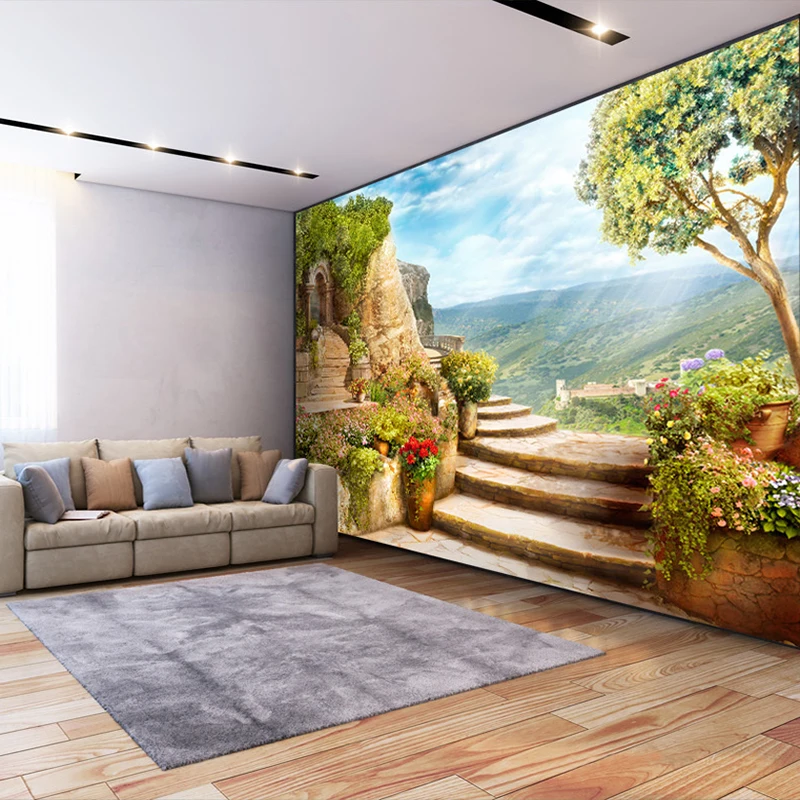 Papel pintado De pared Mural De pared De paisaje natural De jardín europeo personalizado 3D grandes murales dormitorio sala De estar