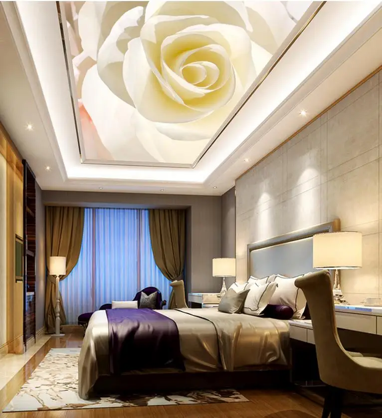 Simple ceiling mural Rose Wallpapers for living room ceiling Non woven