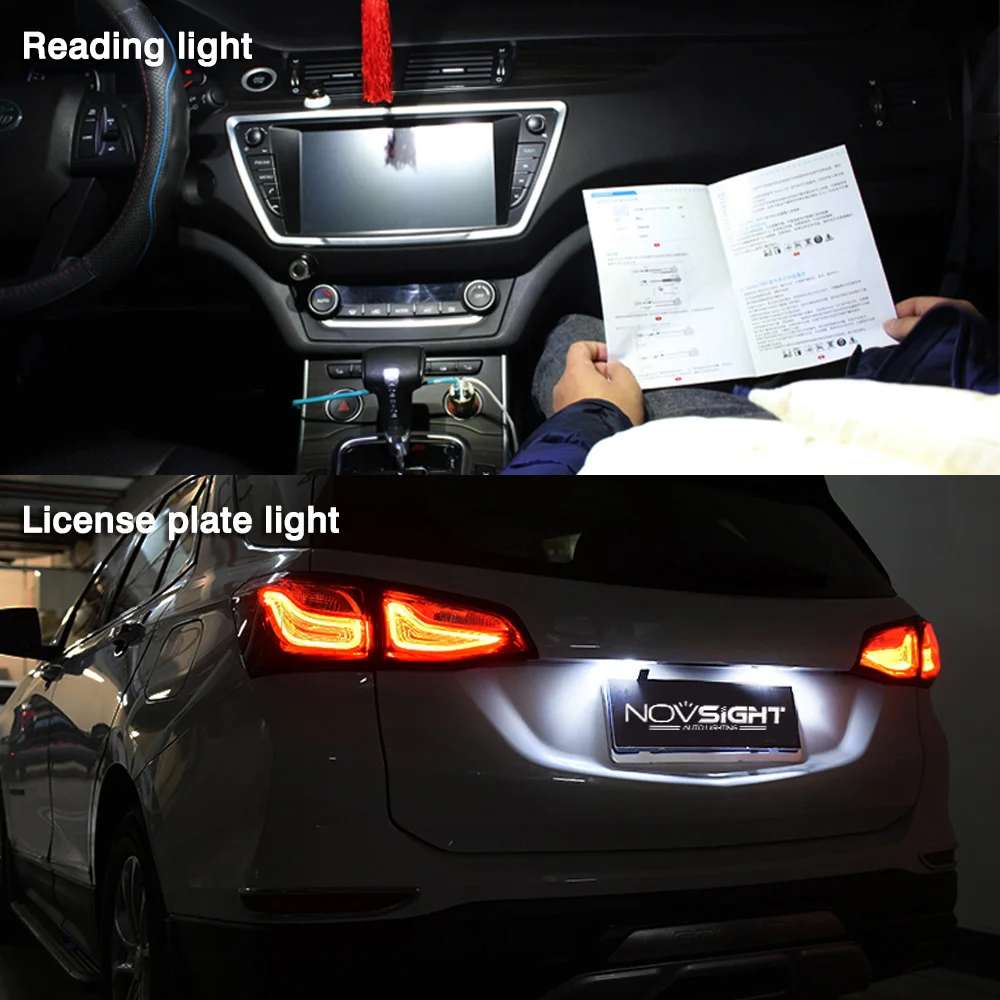 NOVSIGHT 2 шт. автомобиль свет для T10 W5W 194 168 светодиодный лампы Супер яркий с чипы Epistar Светодиодная лампа 11 V-14 V Подсветка салона