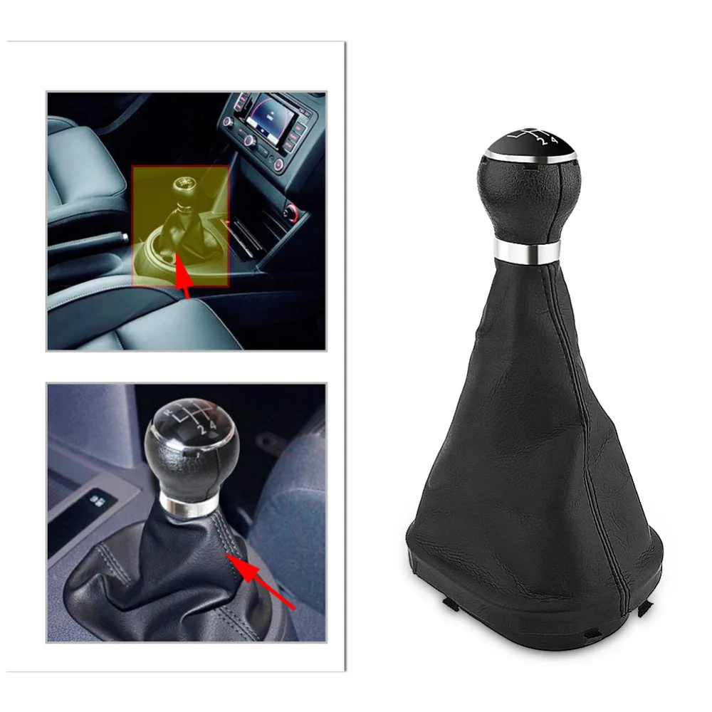 

5 Speed Car Gear Shift Knob Gear stick Gaiter Boot Kit For VW TOURAN 2003-2010 VW CADDY II 2 MK2 2004-2009 Auto Accessories