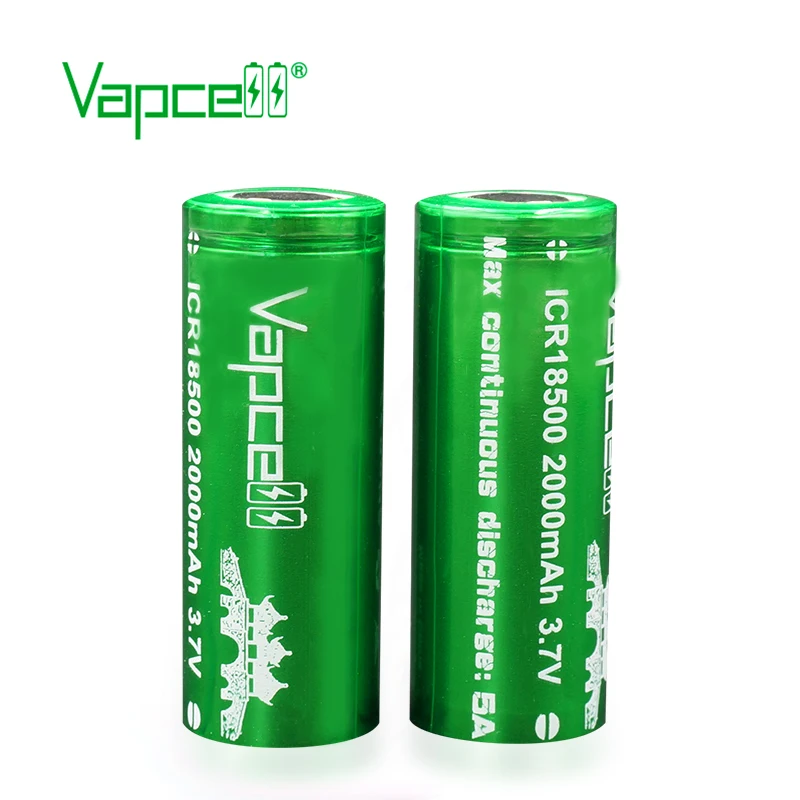 12 шт. VAPCELL ICR 18500 2000 мАч литиевая ICR 18500 3,7 в перезаряжаемая батарея непрерывная 5А электронная дымовая E-CIG vs keeppower