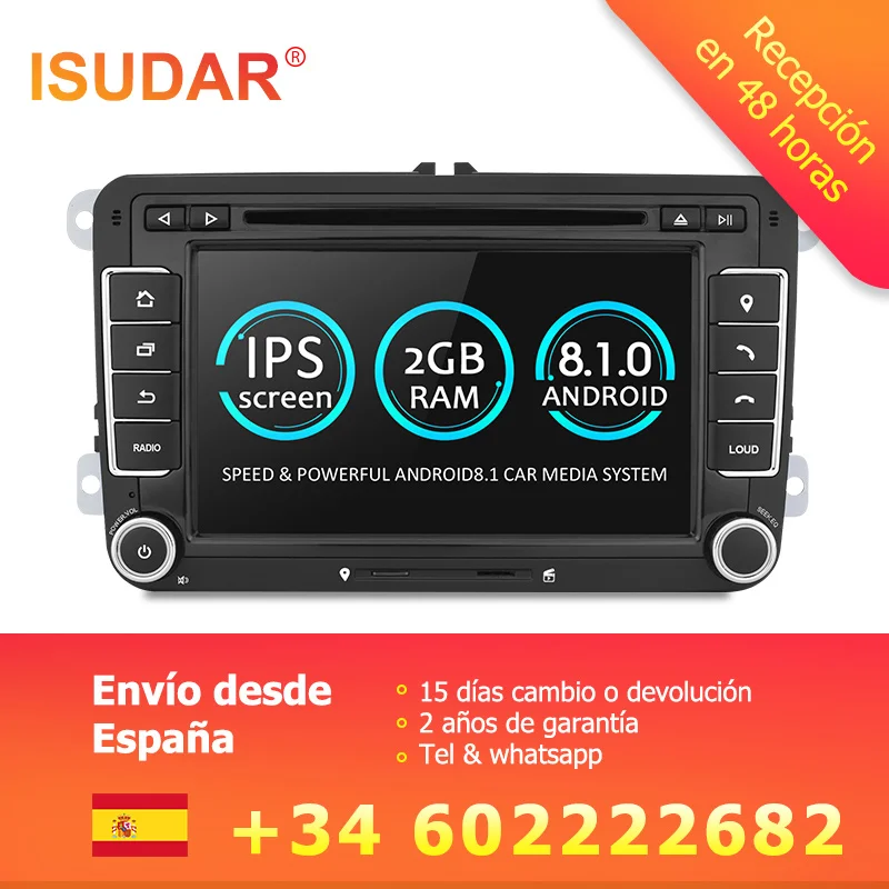 Isudar reproductor Multimedia Android 8,1 GPS 2 Din para VW/Golf/Tiguan/Skoda/Fabia rápido/Seat/Leon/Skoda canbus dvd automotivo FM