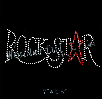 

Free Shipping Rhinestone Transfer " ROCK STAR " in Hot Fix, Iron On, Bling
