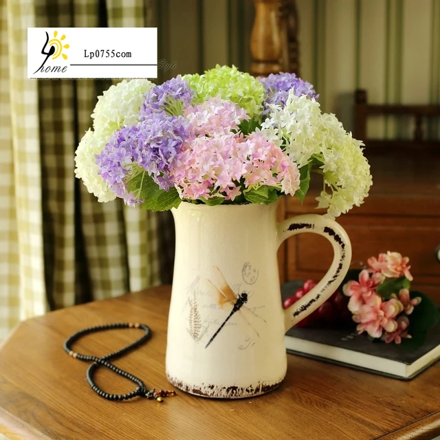 Free Shipping Single Mini Bar Hydrangea Simulation Silk Flower Free Shipping Single Mini Bar Hydrangea Simulation Silk Flower Garden Style Living Room Table Arrangement