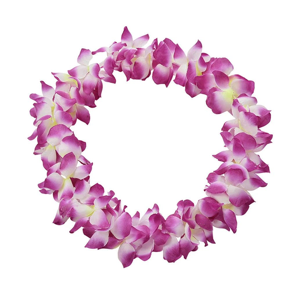 1 шт. Гавайские Искусственные цветы leis гирлянда ожерелье нарядное платье Вечерние Гавайские пляжные Забавные Цветы DIY вечерние украшения для пляжа - Цвет: Purple