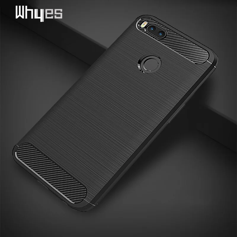 Whyes Soft TPU Cases For Xiaomi Mi A1 Case Mi5X Carbon Fiber ShockProof Silicone Cover MiA1 5X |