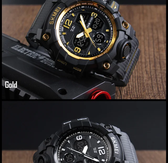 SKMEI New Fashion Men Sports Watches Men Quartz Analog LED Digital Clock Man Military Waterproof Watch Relogio Masculino 1155B -