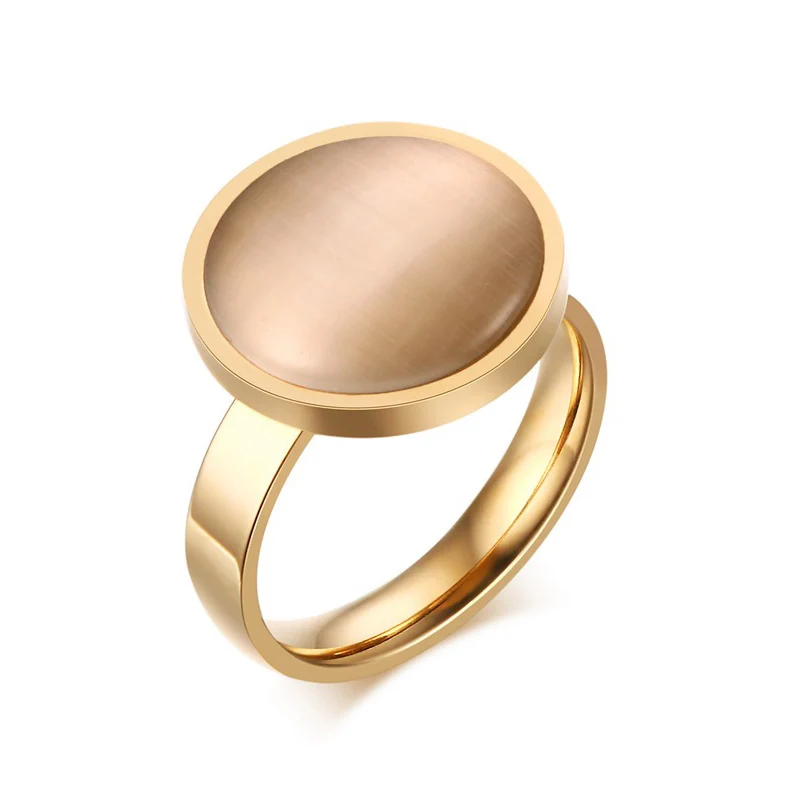 

2017 Limited Hot Sale Bezel Setting Stainless Steel Jewelry Vnox Opal Elegant Ring For Women Jewelry Vintage Female